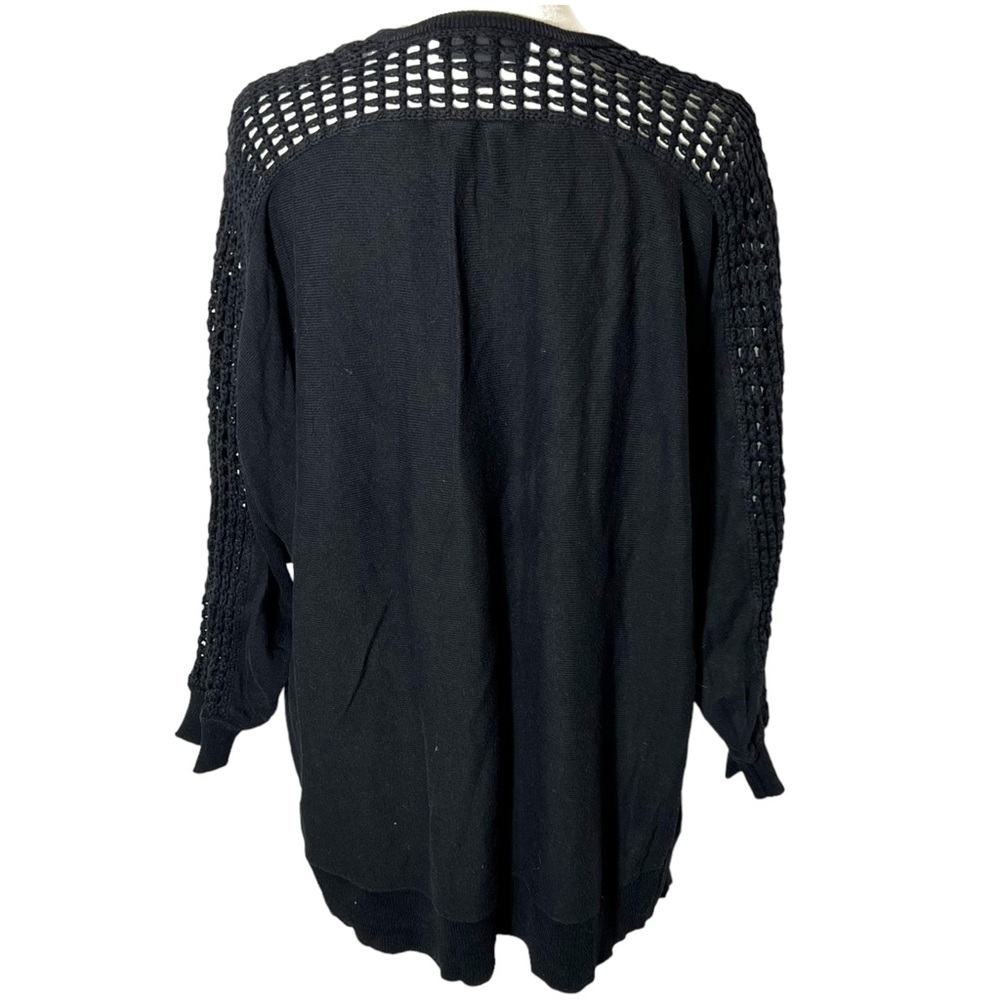 Lane Bryant Cotton Blend Fine Knit Crochet 3/4 Sleeve V Neck Sweater SZ 14/16 - Picture 2 of 6